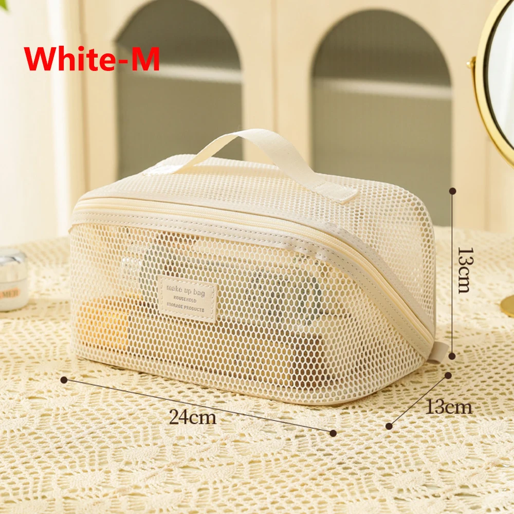 Einfache Mesh Klar Tote Make-Up Lagerung Tasche Kissen Kulturbeutel Kosmetik Kulturbeutel Große Kapazität Tragbare Frauen Reise Veranstalter Tasche – Detail 5