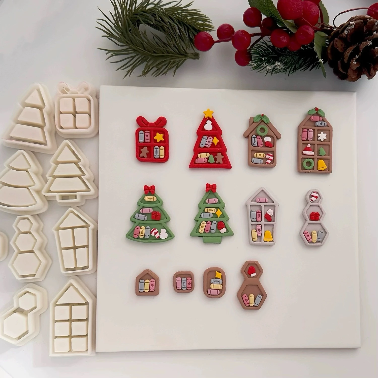 Christmas Bookcase/Bookshelf Polymer Clay Cutter Clay Tool Diy Earring Pendant Jewelry Molding Cutting Mold Ceramic Tool