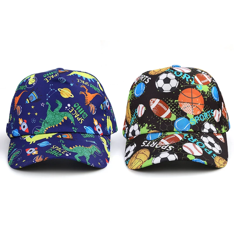 Kids Baseball Cap Cartoon Dinosaur Football Boys Girls Adjustable Sun Hat For Children Outdoor Sports Snapback Caps