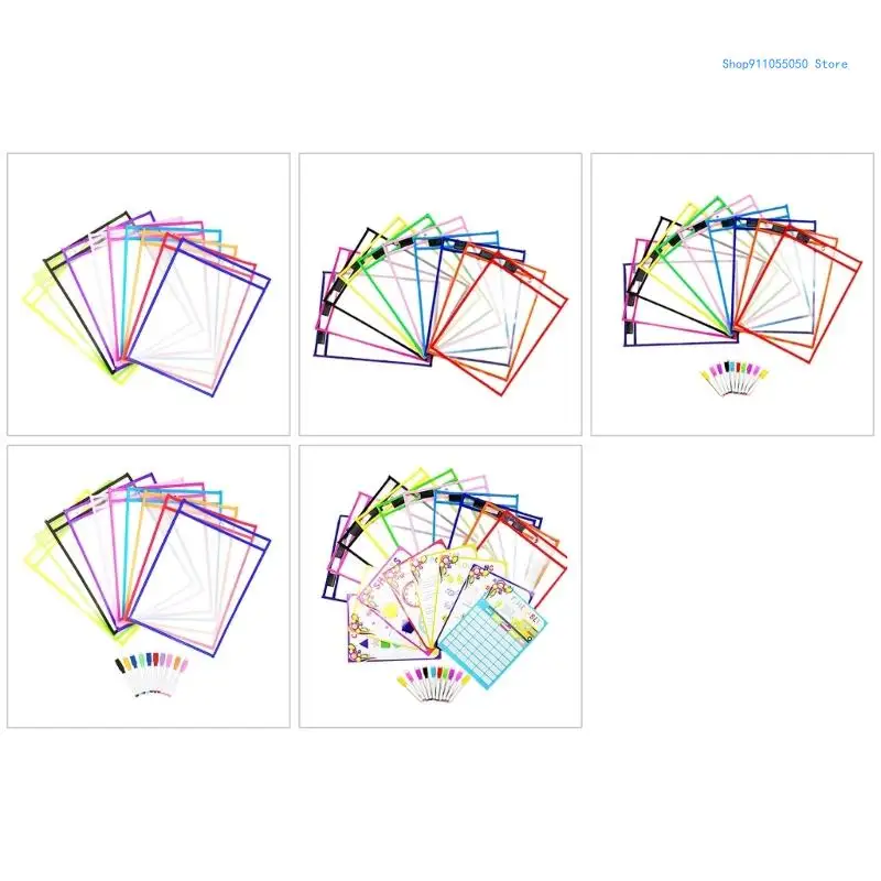 

Прозрачный пластиковый карман для листов с маркером и гнездом для ручки, 10 шт., C5AB