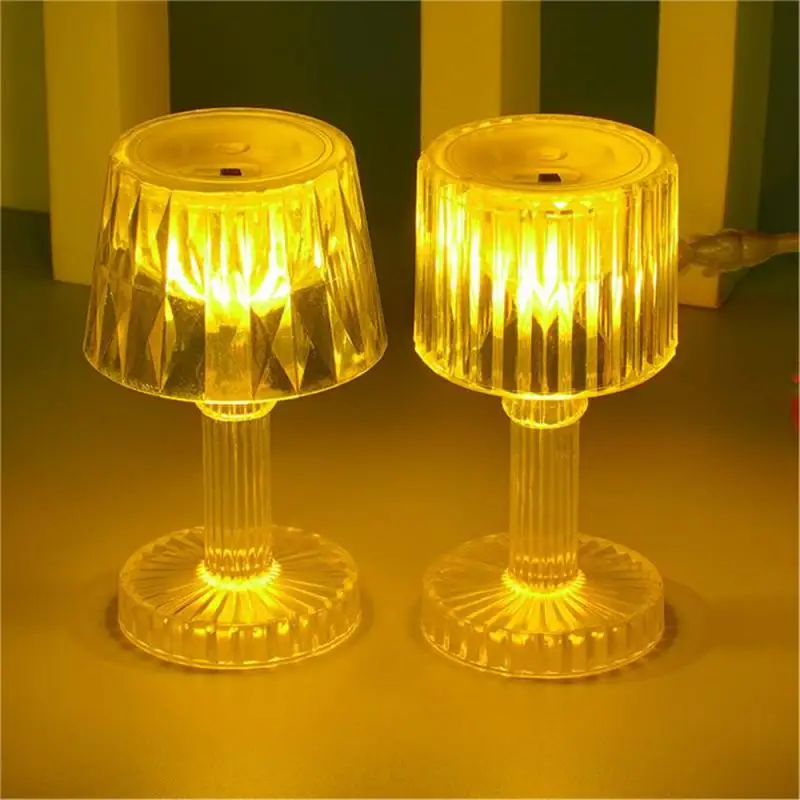 LED Crystal Mini Desk Lamp Night Light Bedside Festive Wedding Decoration Table Lights Atmosphere Button With Button Battery led night light night light led night lamp