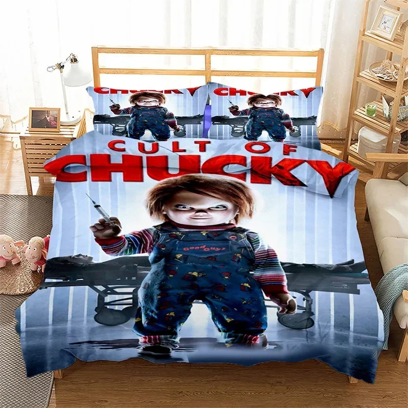3D Printed Horror Movie Chucky Bedding Set Pillowcase Duvet Cover Double Twin Full Queen King Adult Kids Bedclothes Quilt Cover 4