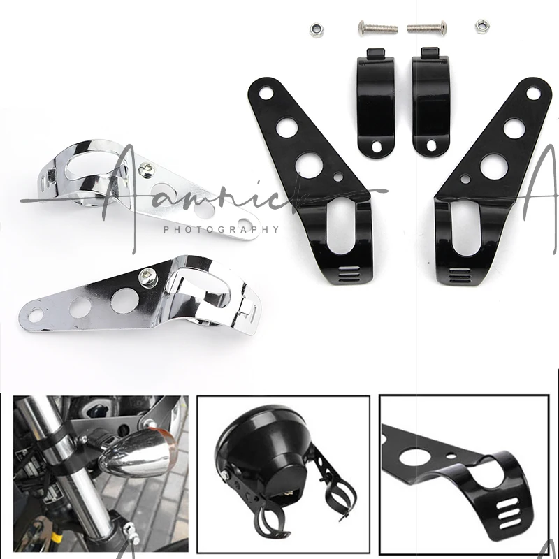 

Black/Silver Headlight Side Mount Modified Clamp Brackets Holder For Motorcycle Universal Motorbike BracketUniversal