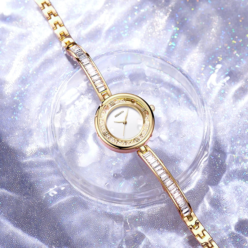 

REBIRTH Women Wrist Watches reloj mujer 2024 Ladies Watch For Silver Rhinestone Ultra Thin Unique Design Female Clock Waterproof