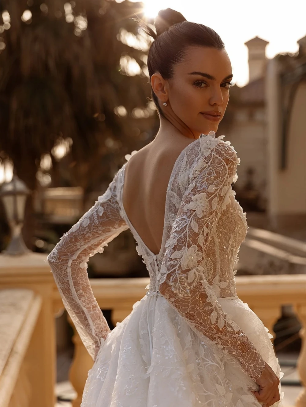 Abito da sposa modesto a maniche lunghe con paillettes scintillanti  Appliques Abito da sposa Grazioso abito da sposa in pizzo a trapezio  personalizzato Robe De Mariée - AliExpress, image size:1000x1333