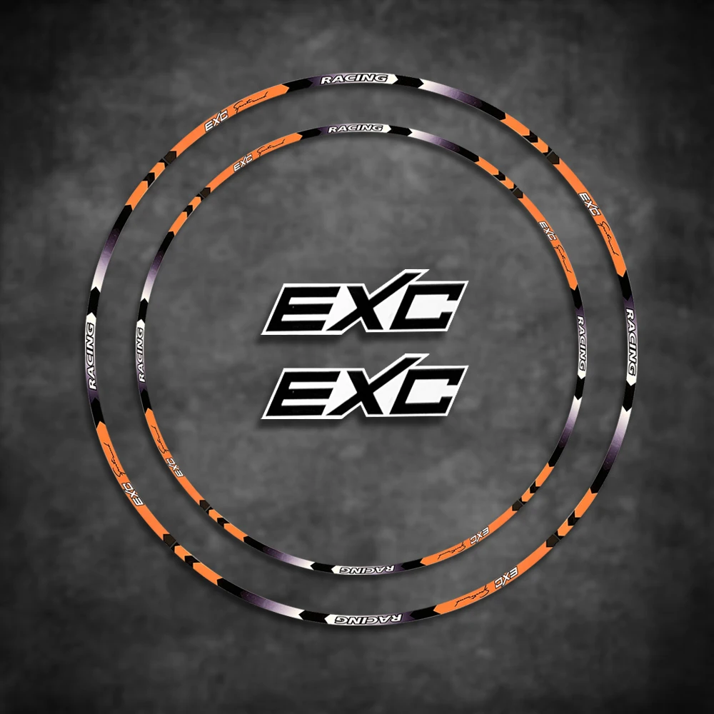 For KTM 125 EXC 125/250/300/350/450/500 Racing Wheels Strips Motorcycle Wheel Tire Stickers Reflective Rim Tape Bicycle Decals