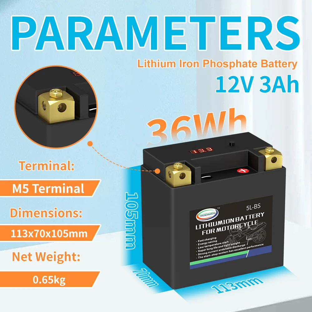 

Аккумуляторная батарея для мотоцикла 5л-BS 12 В 180CCA 3AH LiFePO4 литий-железо-фосфатная BMS плата, стартовая батарея для скутера KTM HondaYamaha