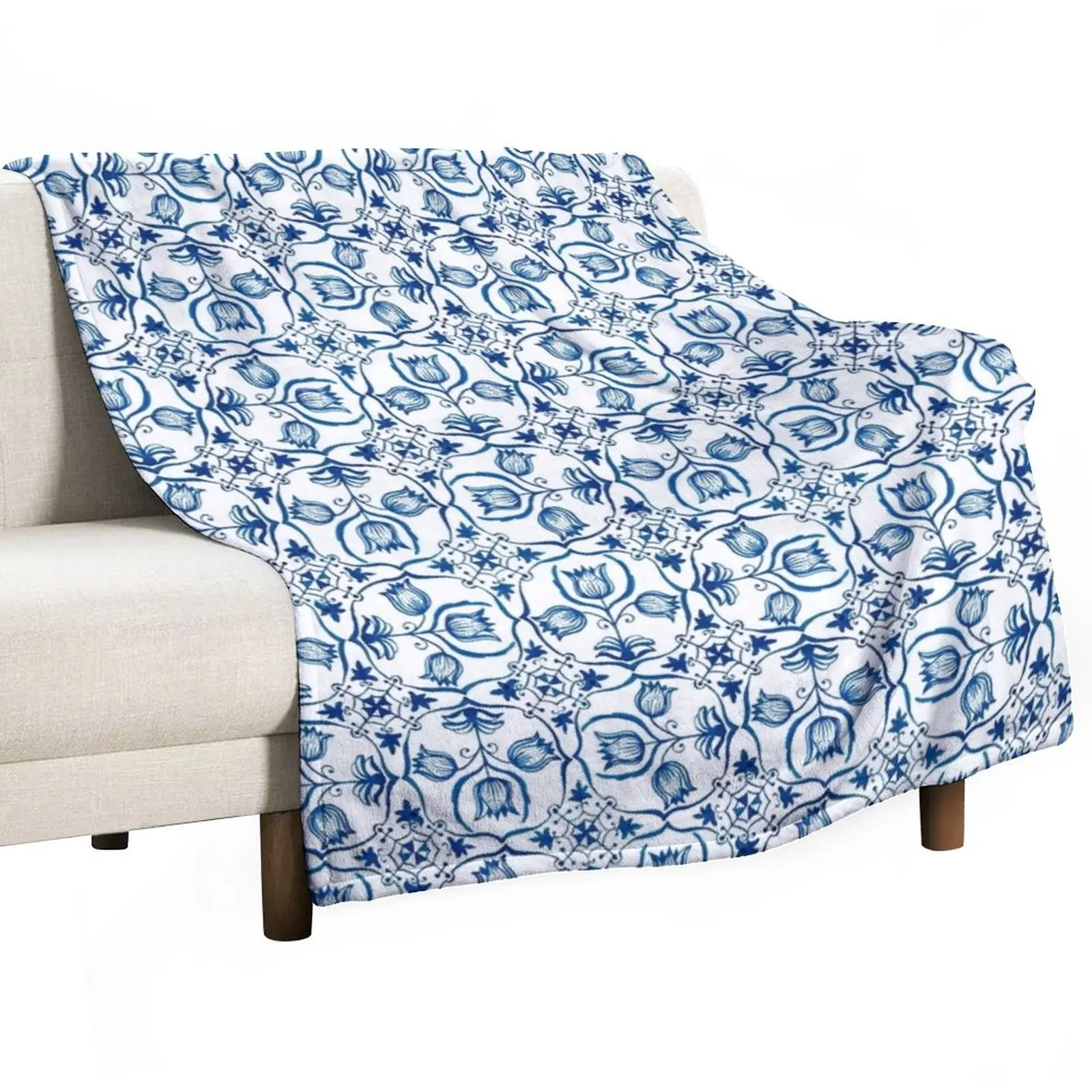 

Delft Blue Tulips Throw Blanket sofa bed Weighted Blanket Furry Blankets