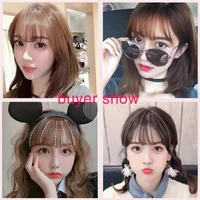 Extensions de cheveux invisibles Air Bangs : Postiche synthétique à franges frontales - Noir et marron pour femmes 6