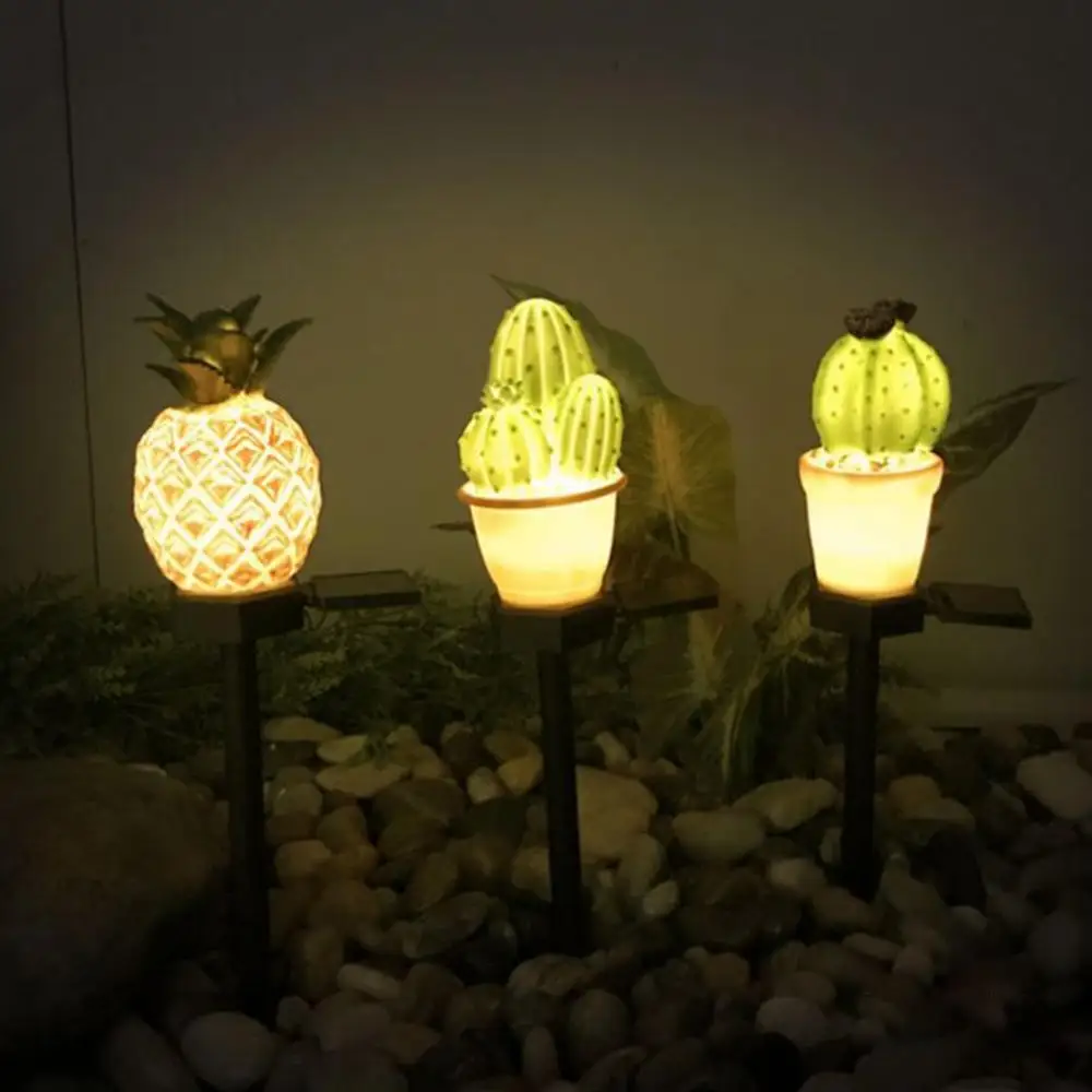 Simulation Pineapple Cactus Outdoor Garden Lawn Led Solar Lamp Landscape Light Night Lights