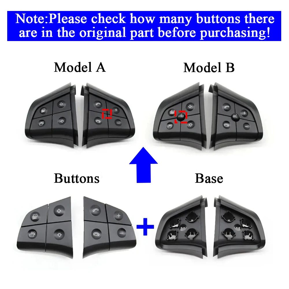 Kit de botón de interruptor de volante multifunción para coche, llave de Control para Mercedes Benz W164, W245, W251, ML, GL 300, 350, 400, 450, 2006-2009