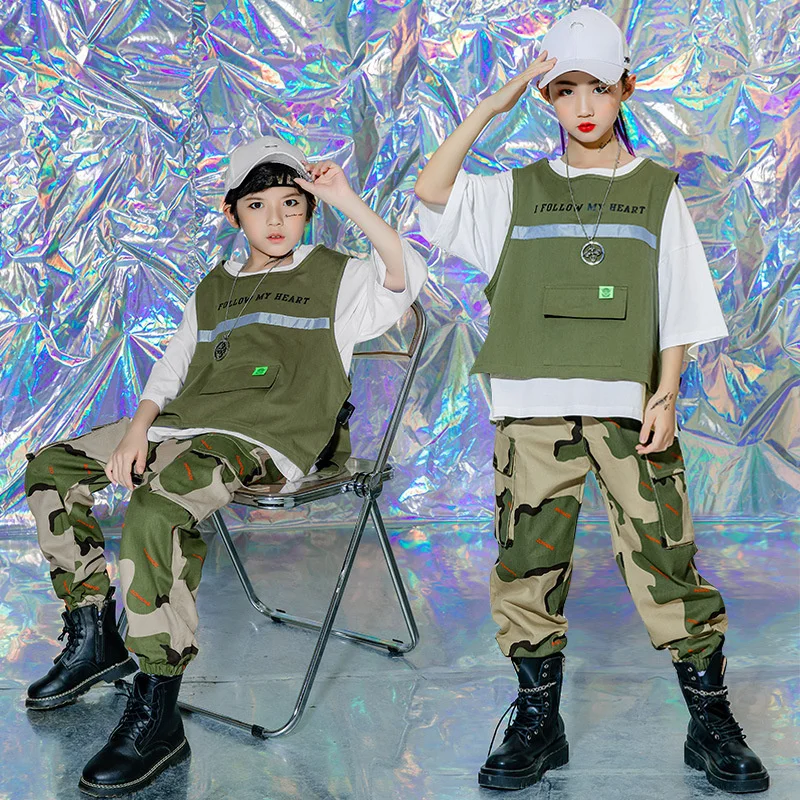 

Children's Hip-hop Trendy Clothes Boys and Girls Hiphop Trendy Clothes Student Function Vest Hip Hop Suit Children's Jazz Dance