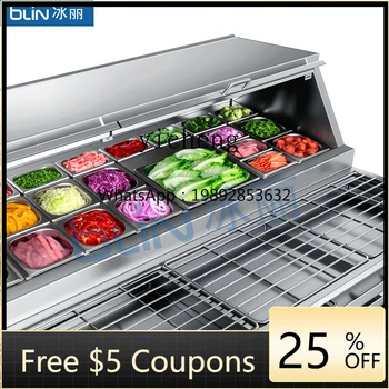 Commercial Air-cooled Pizza Counter Dessert Display Cabinet Fruit Salad Counter Pizza Console Refrigerated Cabinet
