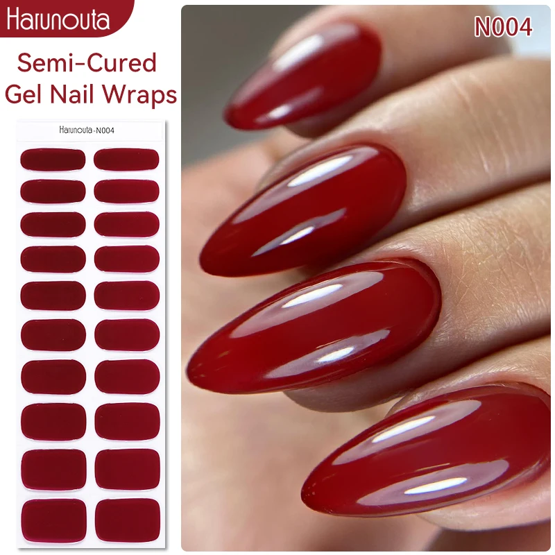 Gradient French Semi-cured Gel Nail Sticker 20Tips UV Lamp Needed Full Cover Nail Gel Polish Wraps Manicure Press on Nails Decal nail stickers nail decals