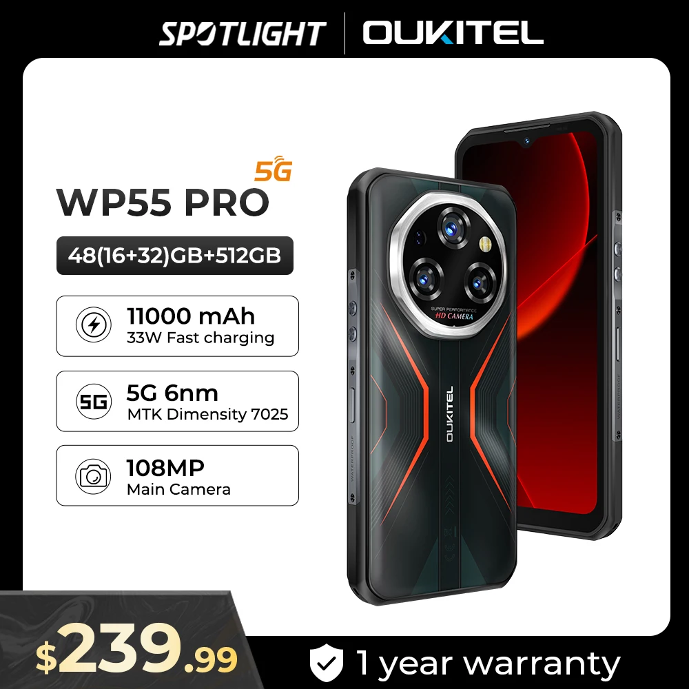 メル90848 様 OUKITEL WP55 Pro　スマホ Amazon.com: OUKITEL WP55 Pro 5G Rugged Smartphone Unlocked
