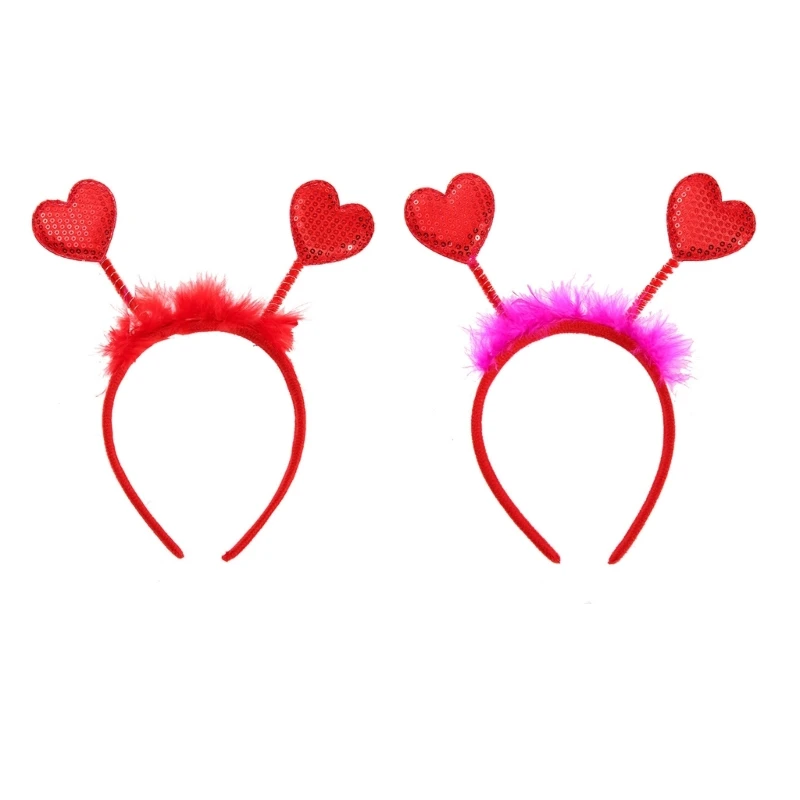 

Furry Hair Hoop Love-shaped Valentine's Day Rose Selling Stall Lovely Red Heart