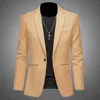 Men's Trendy Leisure Boutique Suit Jacket  Autumn Casual Business Slim Fit Non-ironing Single Button Suit Solid Formal Blouse 5