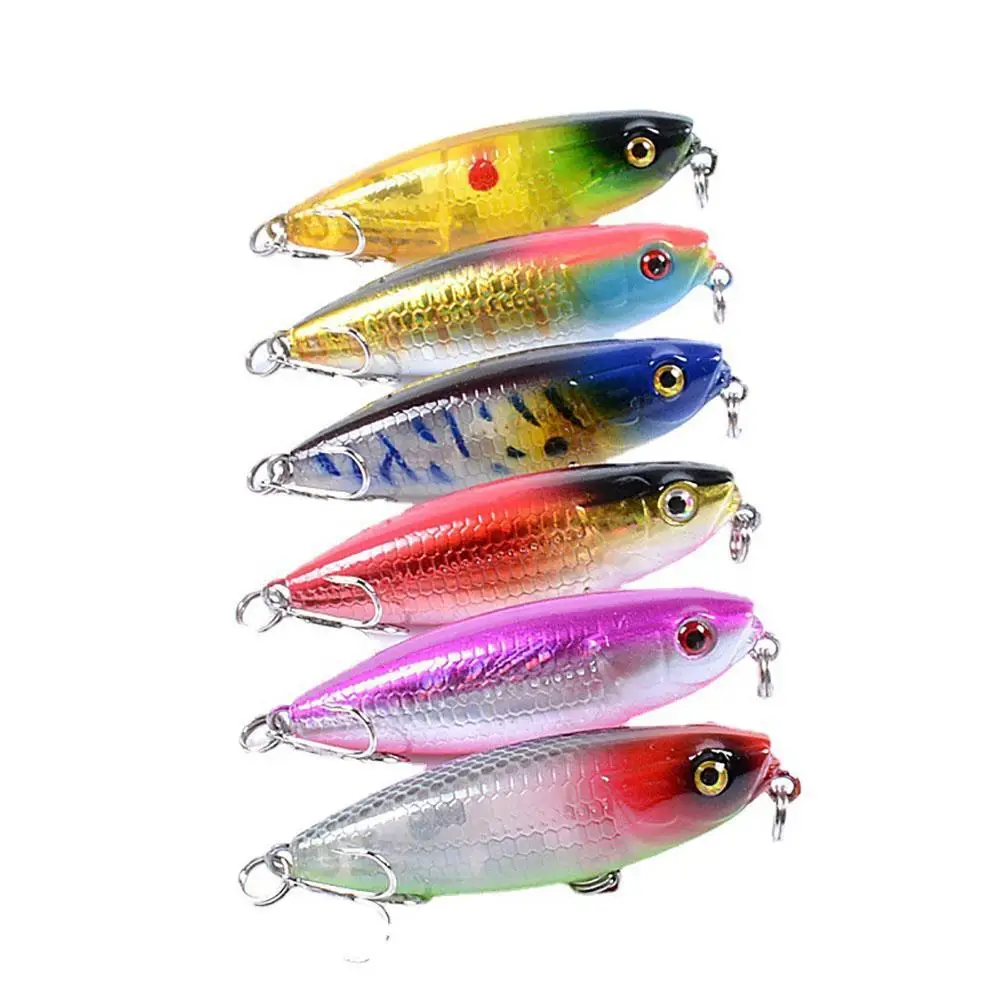 

5.9cm/6.9g Floating Pencil Lures Set With Treble Hooks Fishing Bait Hard Swimbait For Freshwater Saltwater