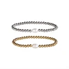 High Quality Metal Smooth Bead Stainless Steel Jewelry Waterproof Durable Women's Charm Gift Fresh Water Pearl Elastic Bracelets 2
