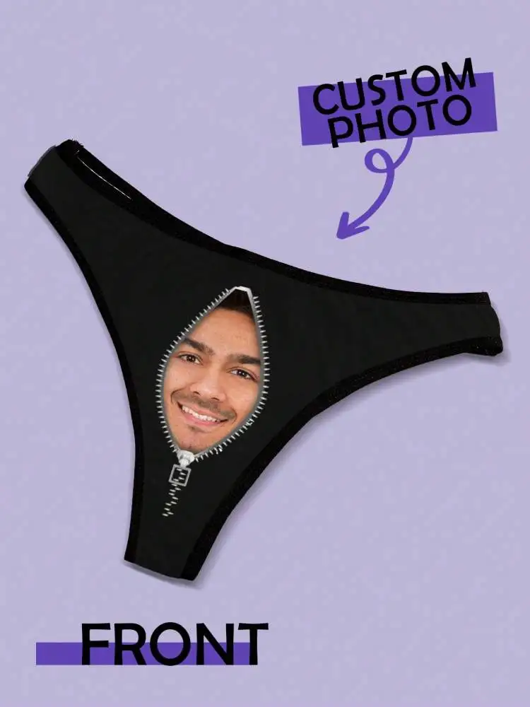 Custom Face Thong For Women Personalized Lace Underwear Valentine Gift For Her Girlfriend Wife Low Rise Briefs Anniversary