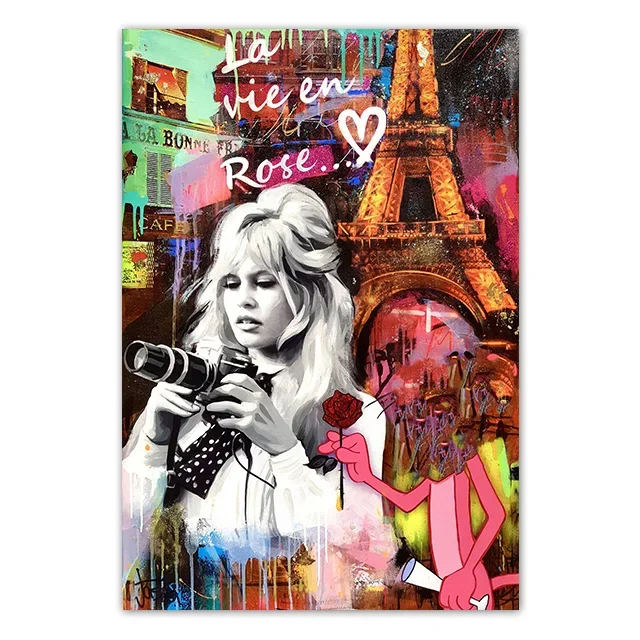 Tableau Pop Art Brigitte – Toile Modern, Décoration Murale Femme, Salon