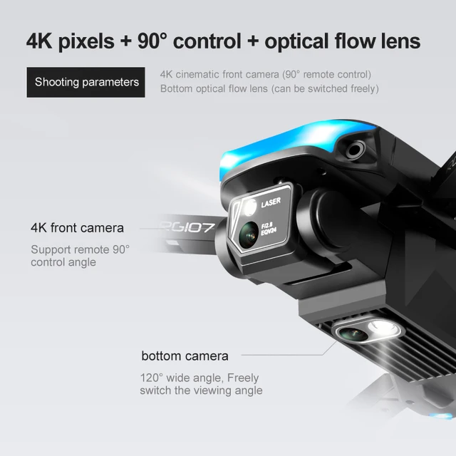 For Beginner 2022 RG107 4k Drone 3 Side Avoid Obstacles HD Dual Camera WiFi fpv Drone Quadcopter Toys Helicopter RC Dron 4
