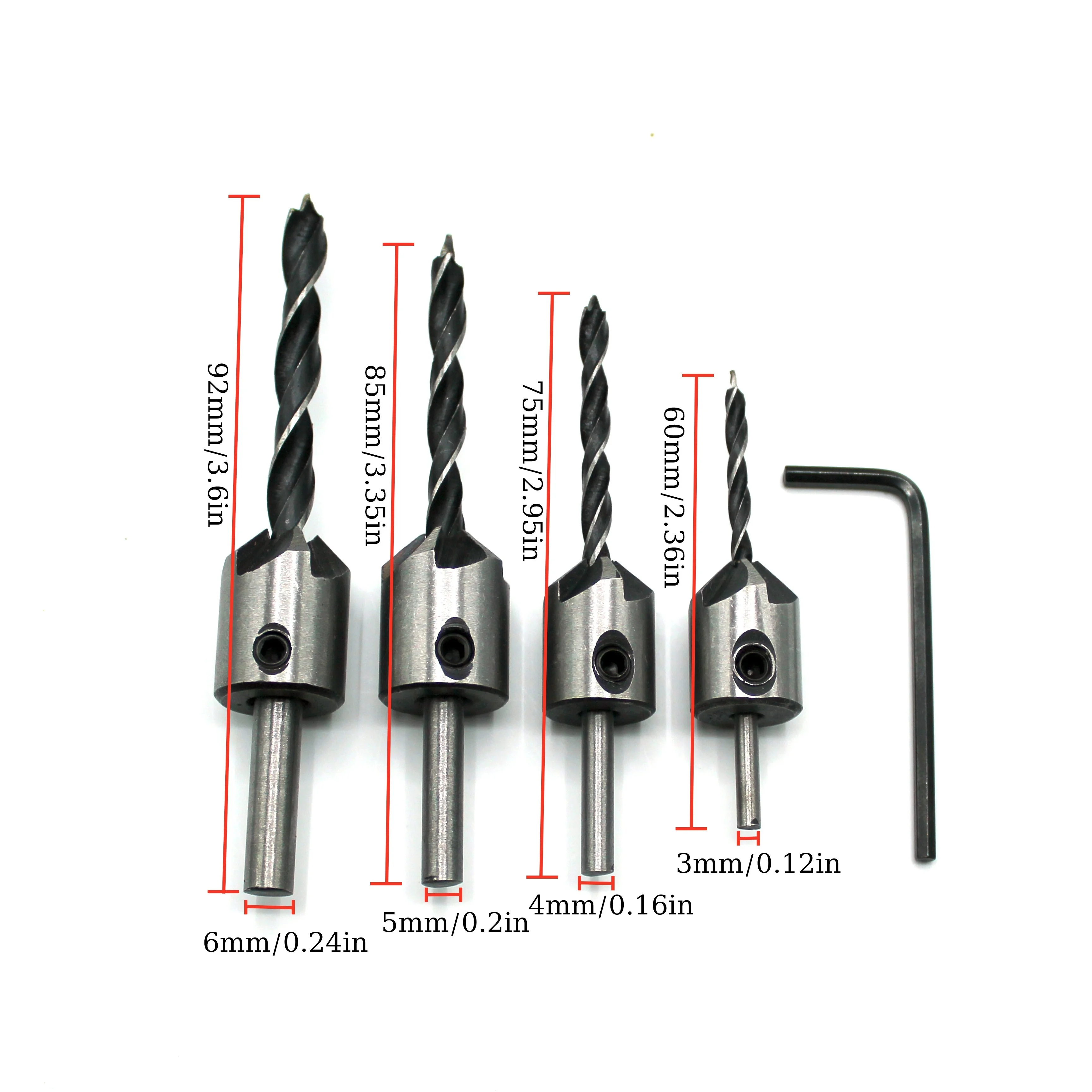 4pc Woodworking Counterbore Drill Bit Set