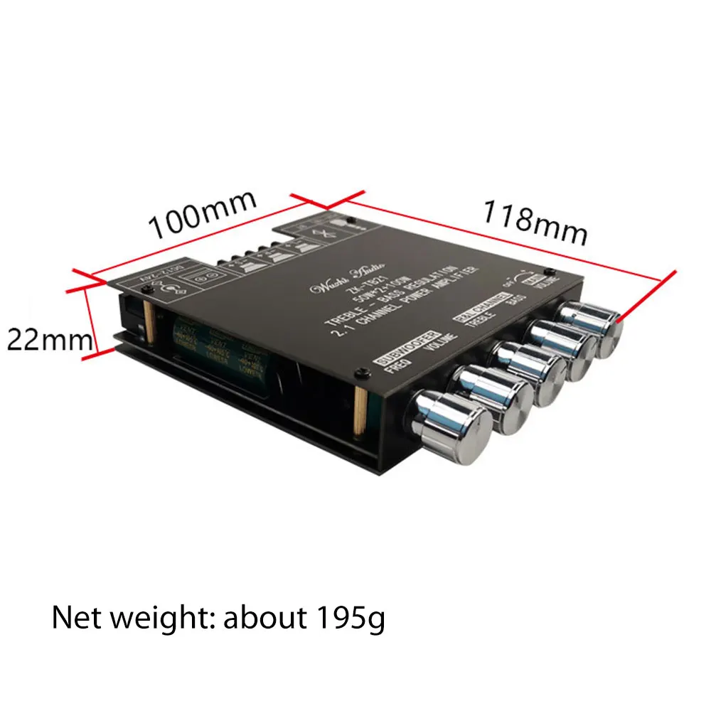 사운드 파워 앰프 보드 2.1 채널 미니 무선 오디오 디지털 앰프 모듈, 50W x 2 + 100W 서브우퍼 TPA3116D2