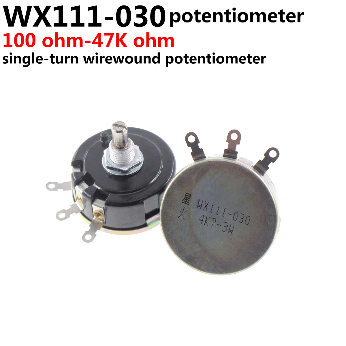 WX111 WX030 단일 회전 와이어 권선 전위차계 슬라이딩 가변 저항, 회전, 좋은 느낌, 노브 스위치, 5 개, 3W