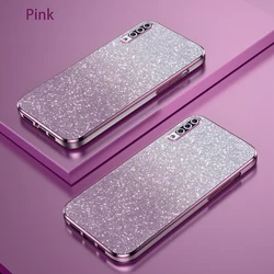 Luxury Electroplated Glitter Soft TPU Phone Case - Transparent Back Cover for Galaxy A50 (Pink)