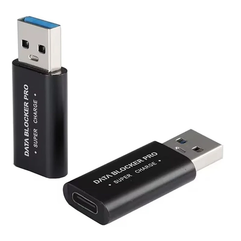 2Pcs USB Data Blocker USB-C To USB-A Data Blocker Protect Against Juice Jacking Support Quick Charge Stop Data Theft 5