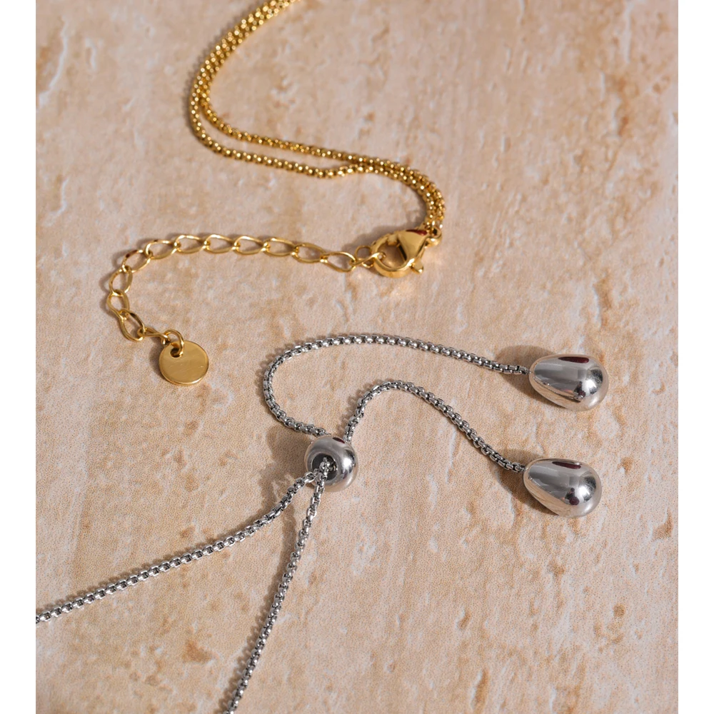 Yhpup Stainless Steel Retractable Pendant Necklace