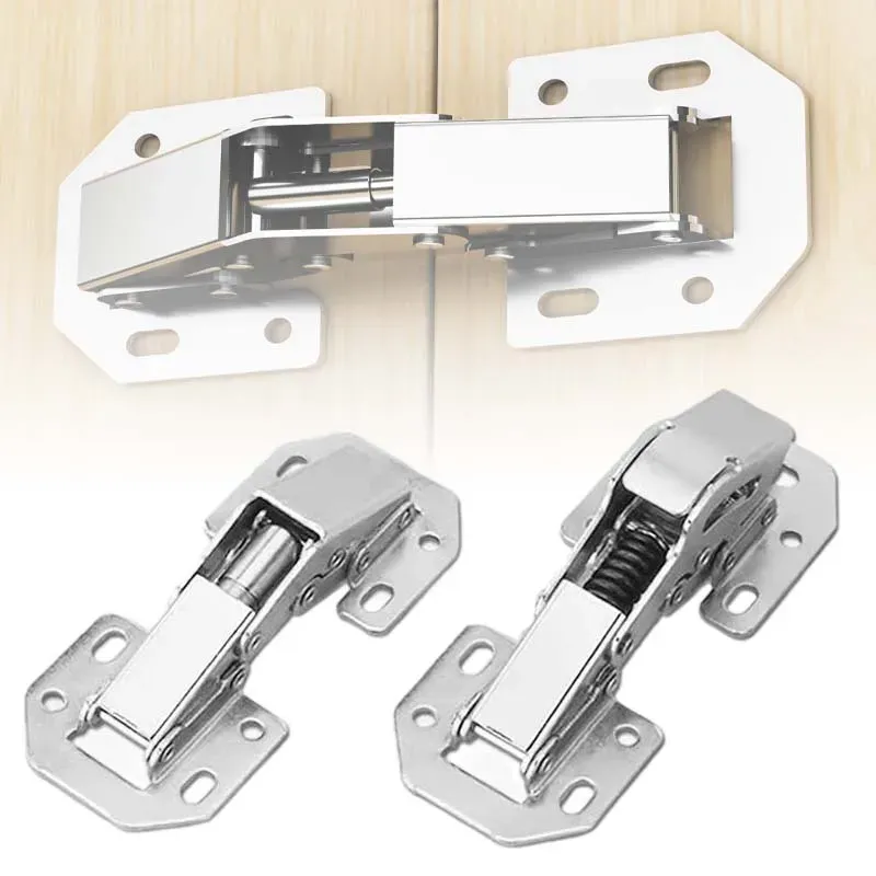 4 Inch Cabinet Hinge with Screws 90 Degree No-Drilling Hole Cupboard Door Hydraulic Hinges Household Furniture Hardwares