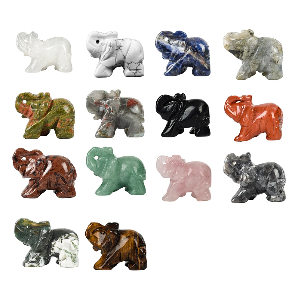 Natural Stone Crystal Decoration Elephant Shape Lucky Statue  Auspicious Ornaments Crafts Decoration Home Decor Desktop Decor