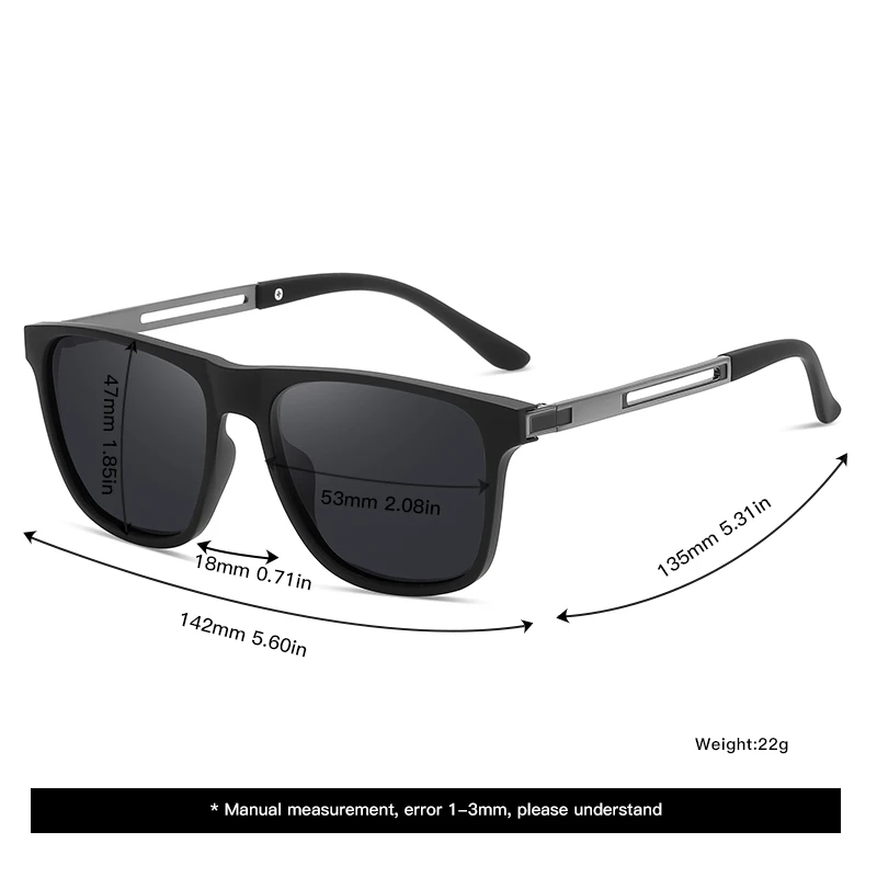 New Hollow Square Frame Polarized Sunglasses Men's Fashion Retro Uv Protective Sunglasses Car 1106