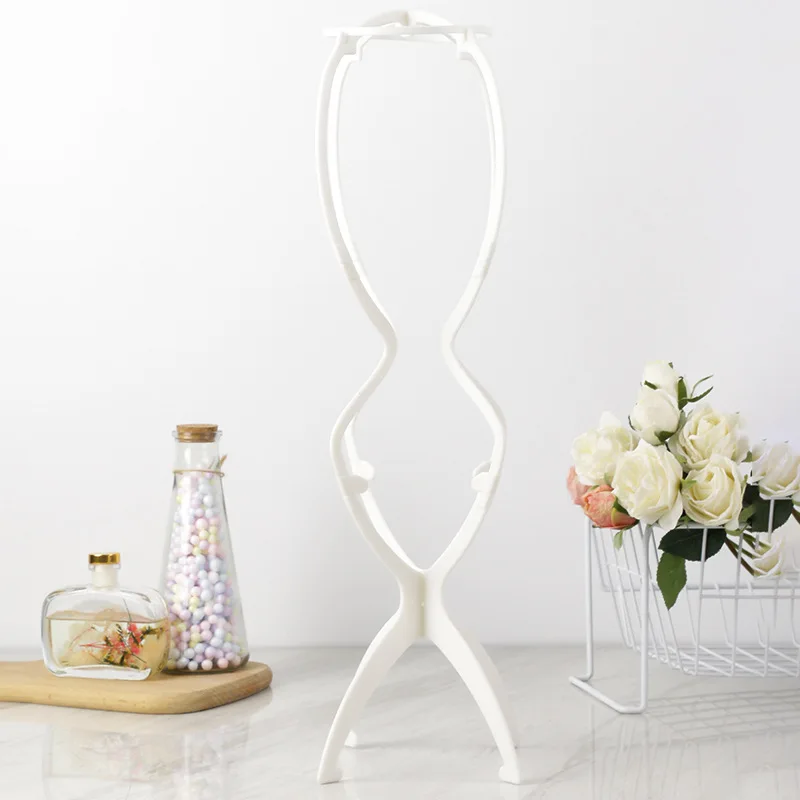 2 in 1 White Wig Stand Plastic Multipurpose Stand DIY Hats Hanger Detachable Display For Long & Short Wigs