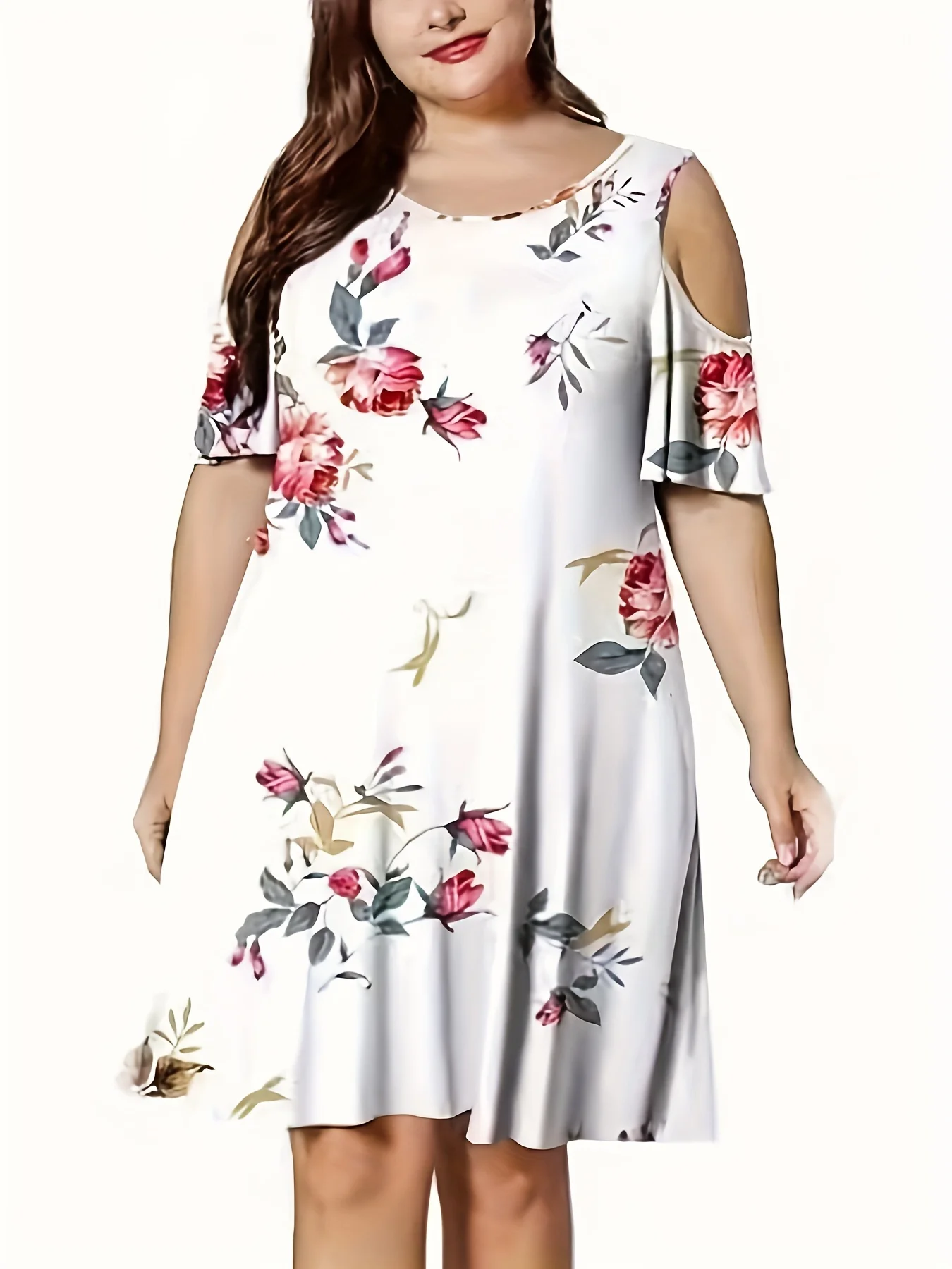 فستان نسائي جديد مقاس كبير لعام 2024 برقبة دائرية...