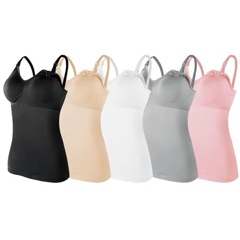 Pregnant Women's Front Open Button Large Cup Long Nursing Vest Postpartum Bottoming Suspender Vest No Need To Wear Bras 1