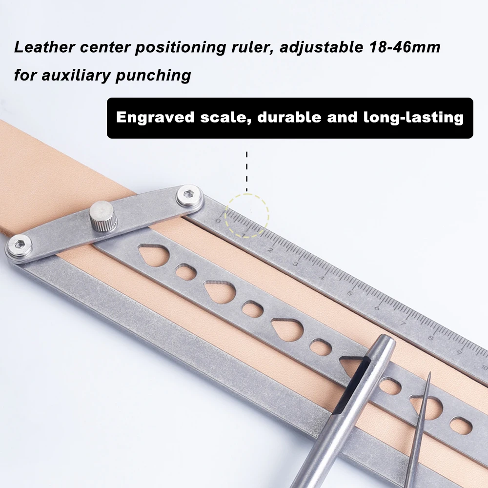 Belt Auxiliary Positioning Punching Ruler Adjustable Punch Hole Spacing Template Tool Professional Handmade Leather DIY Tools