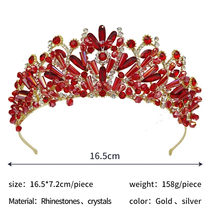 Red Green White Colorful Crystal Rhinestone Wedding Hair Accessories For Women Bride Gilrs Tiaras And Crowns Gifts Queen Diadems