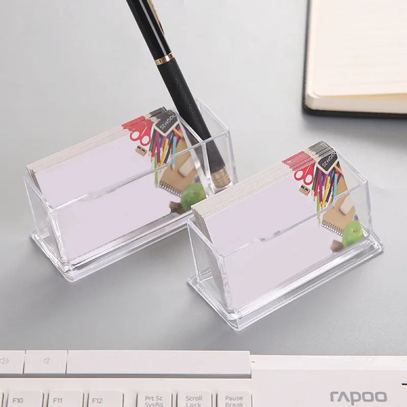 

1PCS Transparent Desk Card Storage Box Plastic Desktop Business Card Holder