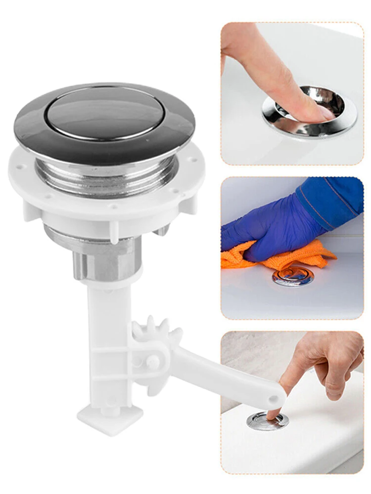 Description Picture 5 of item1pc Bathroom Toilet Push Button Single Flush Silver Seat Water Tank Valve Universal Button Toilet Toilet Lid Accessories