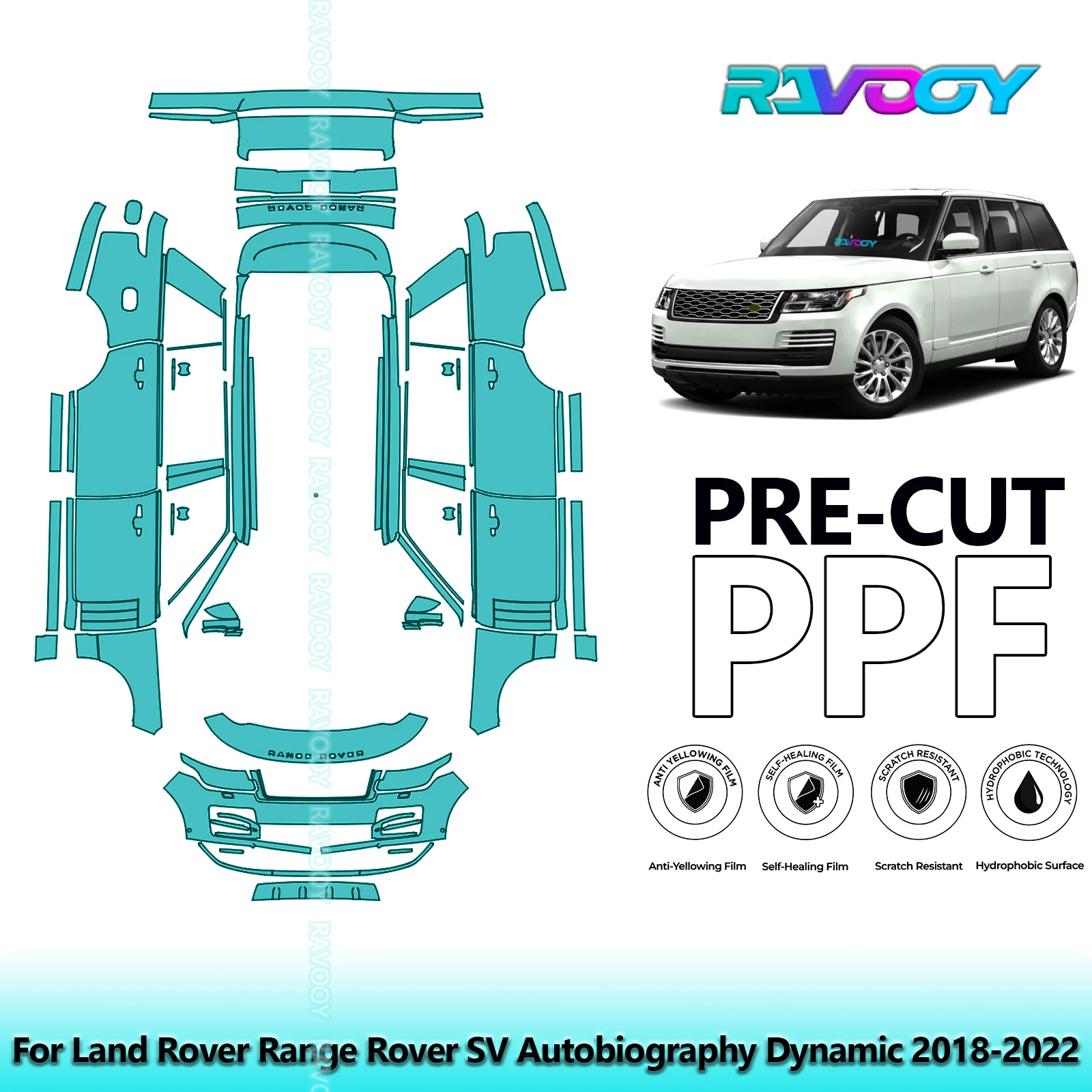 8,5-метрова повна автомобільна попередньо нарізана плівка для захисту фарби PPF для Land Rover Range Rover SV Autobiography Dynamic 2018-2022