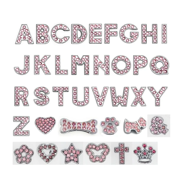 Rhinestone Slide Charms Letters For Jewelry Making Women Bracelet 8mm  Alphabet A-Z Pet Collar Necklace DIY Accessories Gift