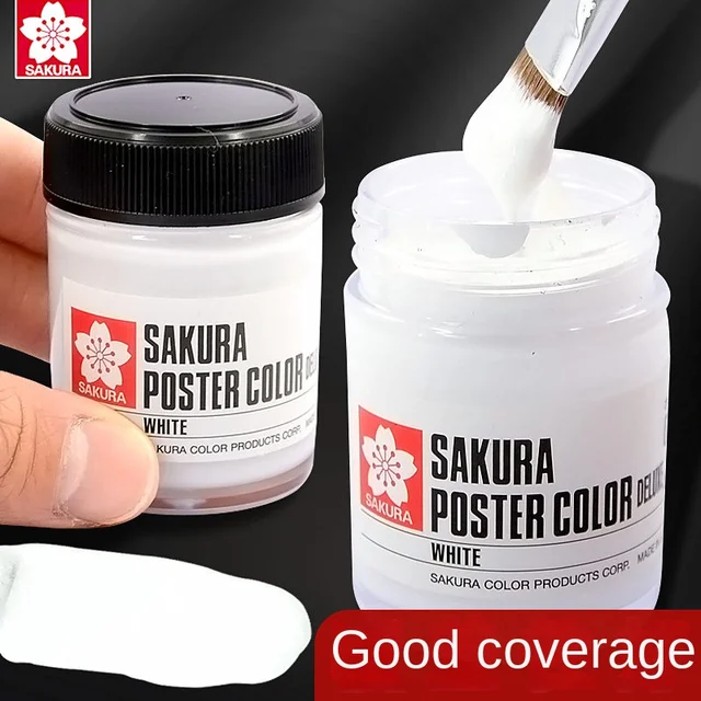 SAKURA Japanese degumming gouache pigment white single 45ml Japanese imported brand art student design special brush 1