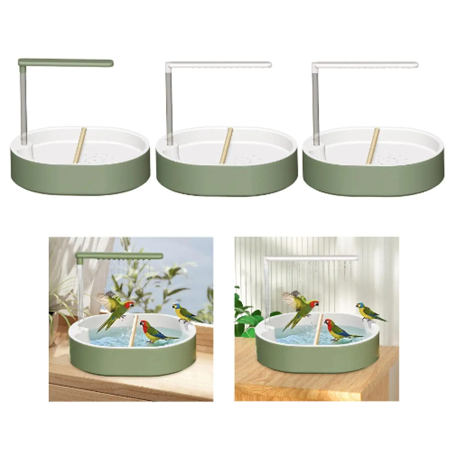 Automatic Bird Bathtub Versatile Indoor Cage Accessories Budgie Bathing Easy Setup Parrot Bath Shower with Parrot Perch Bath Tub