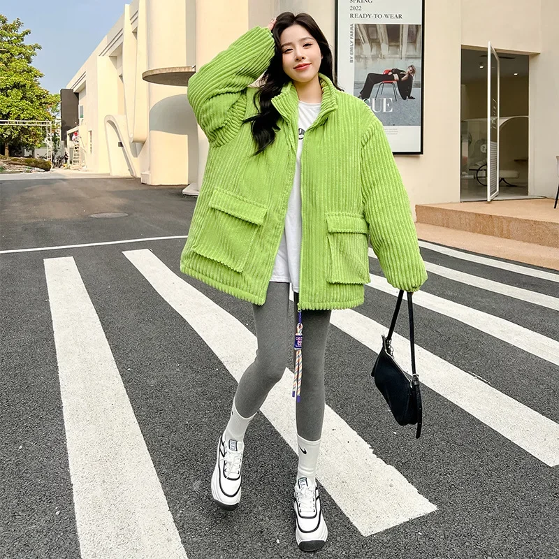 

Модная Вельветовая хлопковая куртка, зимняя хлопковая куртка, Женская Толстая хлопковая куртка