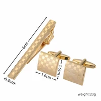 Copper square laser grid tie clip cufflink box set men's French shirt cufflink suit tie clip fashion jewelry gift wholesale 4