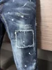 fashion BRAND Punk Style DSQ Men Jeans Biker Pants Badge Moto Patchy Design husband Denim Trousers button D2 jeans pant A612 4