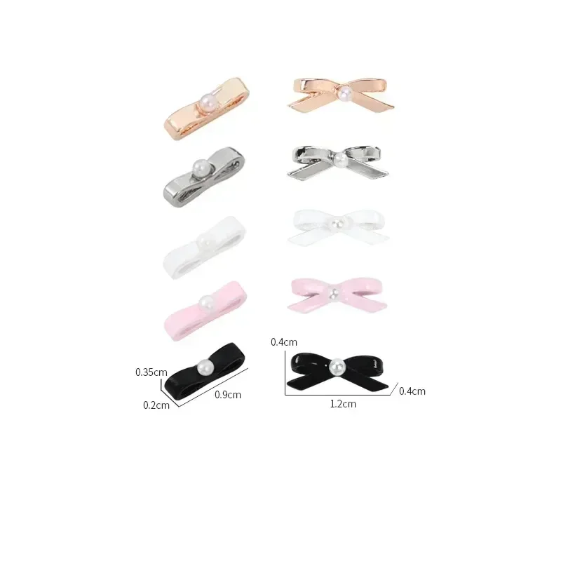 10/20PCS 3D 금속 8mm 발레 신발 핑크 리본 Bowknot 네일 매력 Kawaii 한국어 & 프랑스어 활 손톱 장식 쥬얼리 액세서리